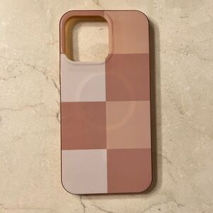 Stylish Checkered Phone Case - Pink and Cream